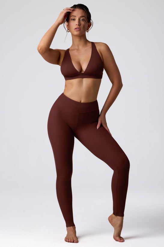 Ribbed Modal High Waist Leggings in Espresso