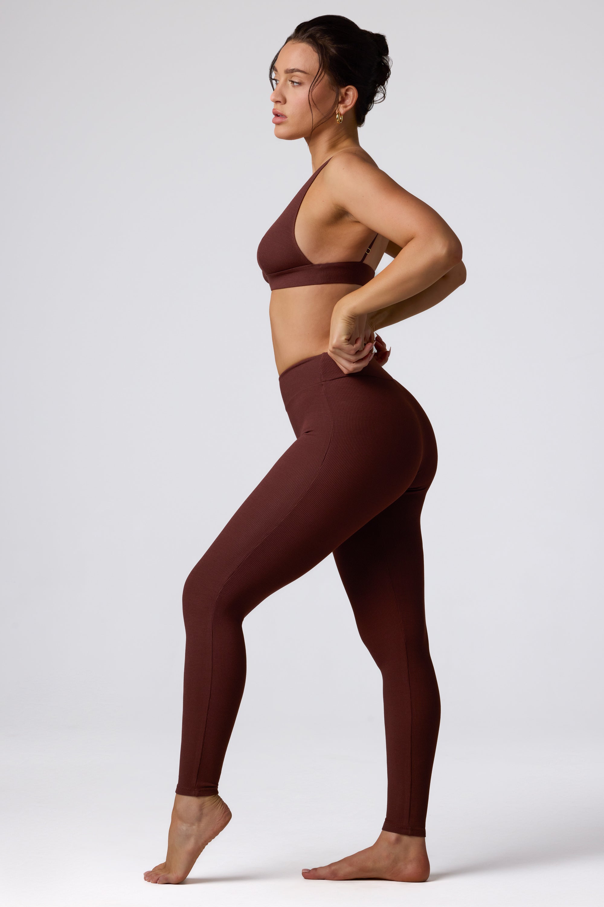 Ribbed Modal High Waist Leggings in Espresso