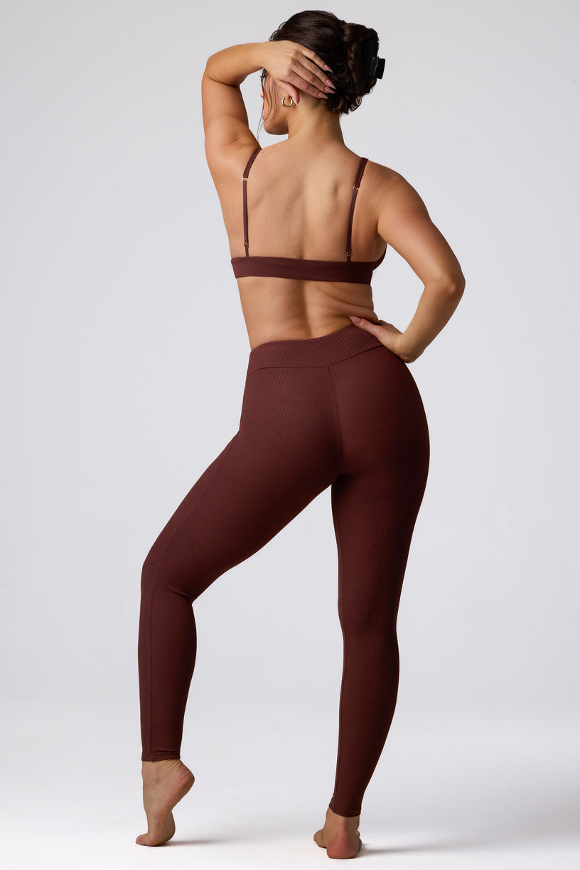 Ribbed Modal High Waist Leggings in Espresso - 2