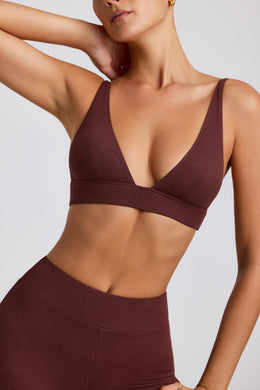 Ribbed Modal Triangle Bralette in Espresso