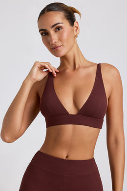 Ribbed Modal Triangle Bralette in Espresso