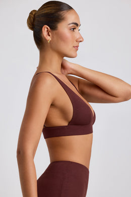 Ribbed Modal Triangle Bralette in Espresso