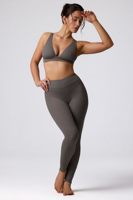 Tall Ribbed Modal High Waist Leggings in Grey