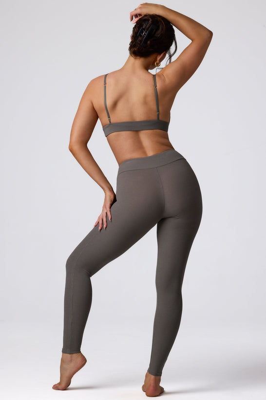 Ribbed Modal High Waist Leggings in Grey
