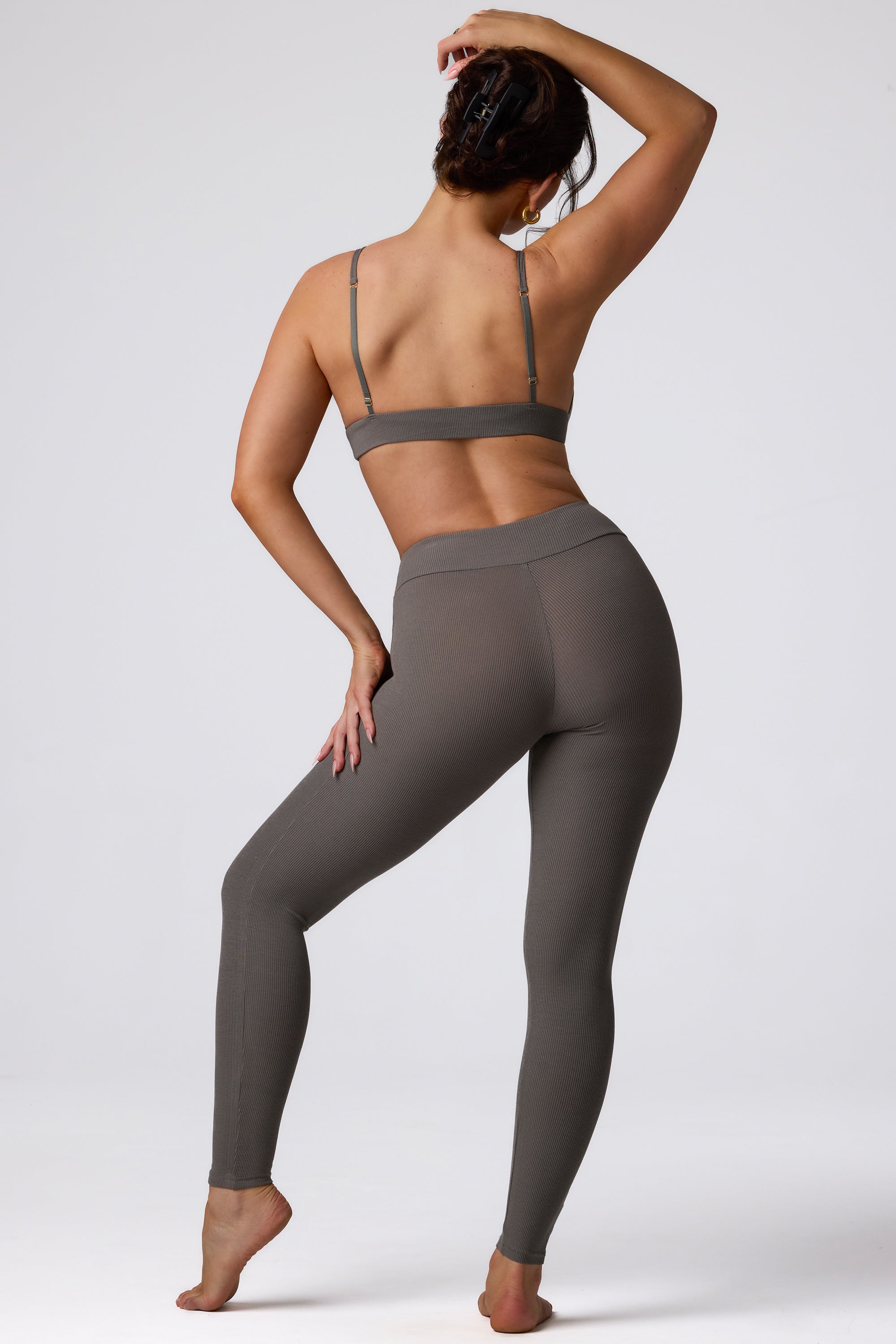 Tall Ribbed Modal High Waist Leggings in Grey