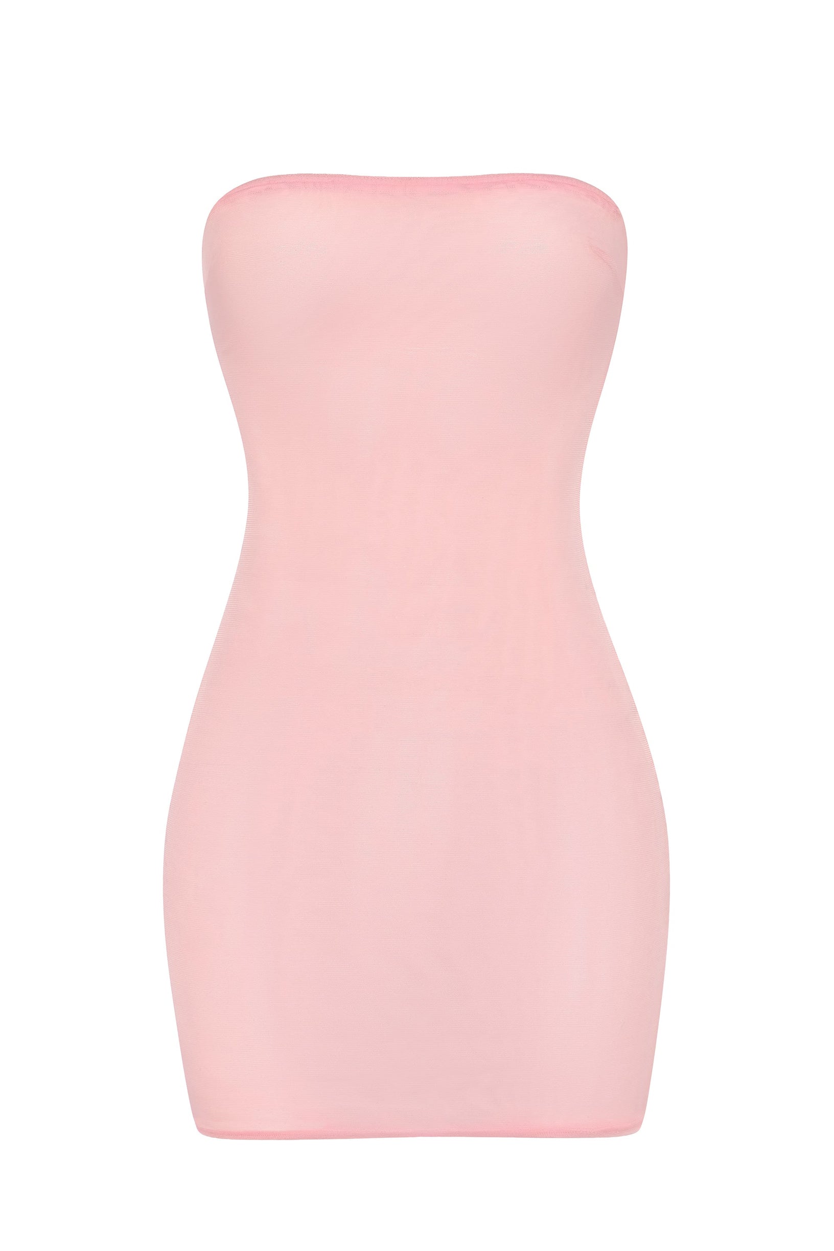 Soft Sheer-Mesh Bandeau Mini Slip Dress in Pink - 1