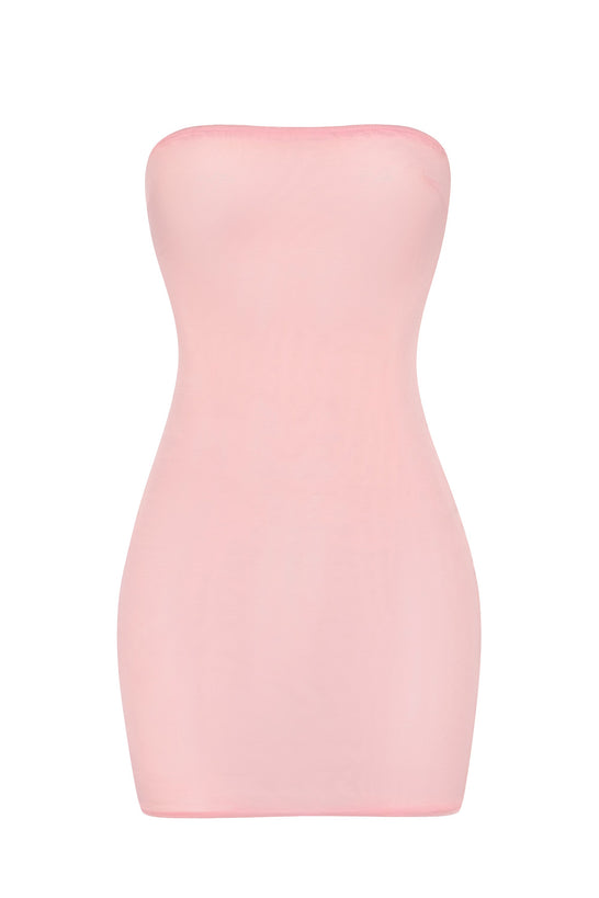 Soft Mesh Mini Slip Dress in Pink