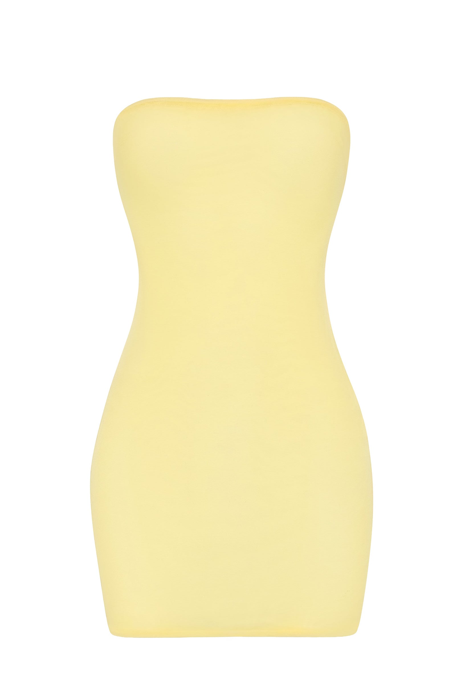 Soft Sheer-Mesh Bandeau Mini Slip Dress in Yellow - 1