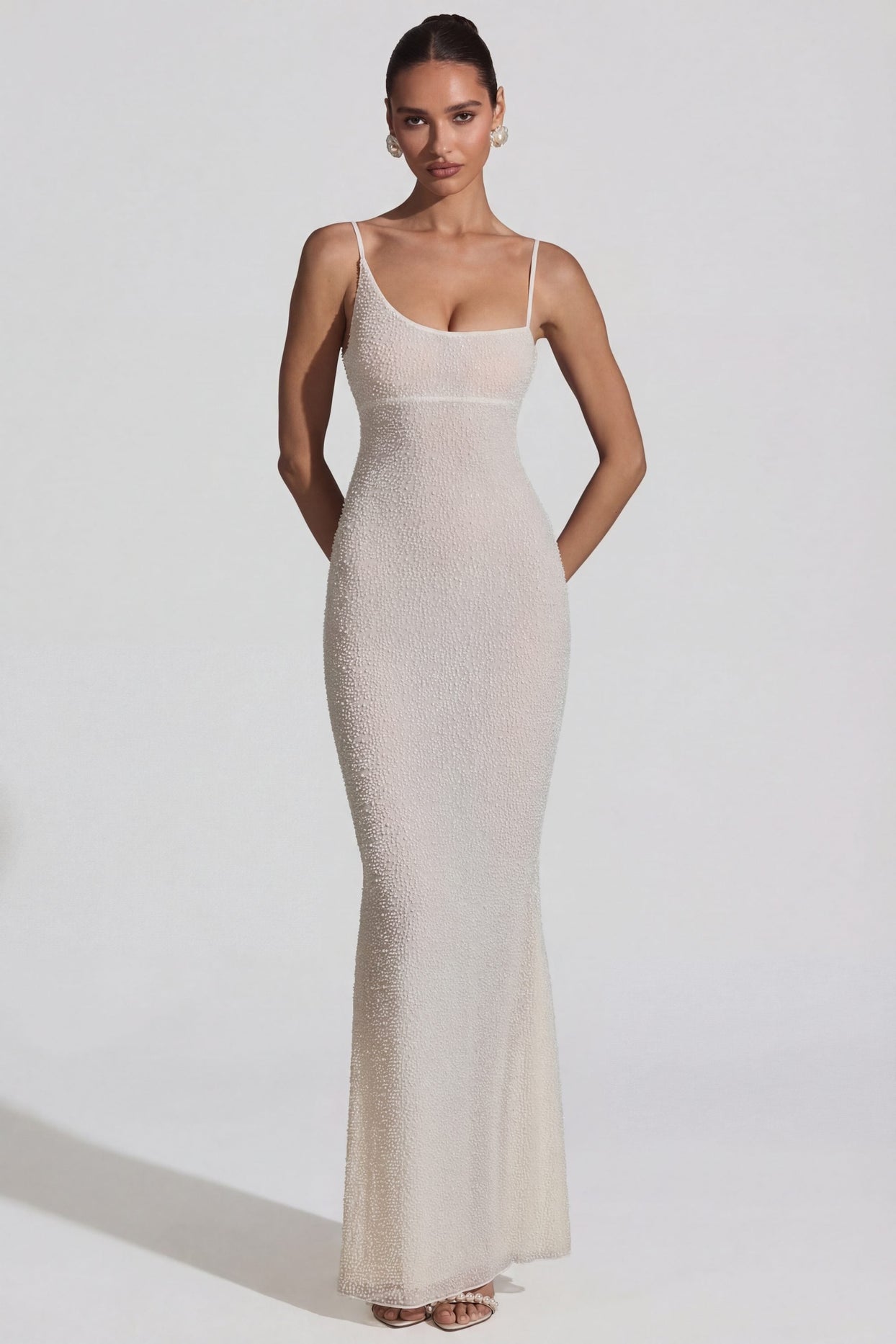 embellished maxi dress white Serenya Halterneck Embellished Maxi Dress White