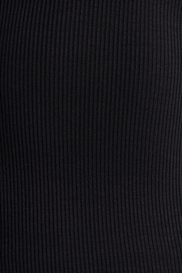 Ribbed Modal Crew Neck Top in Black