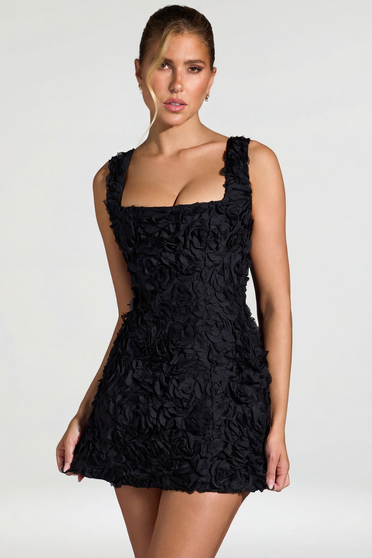 Posy Floral-Appliqu Corset Mini Dress in Black | Oh Polly Posy Floral-Appliqu Corset Mini Dress in Black | Oh Polly