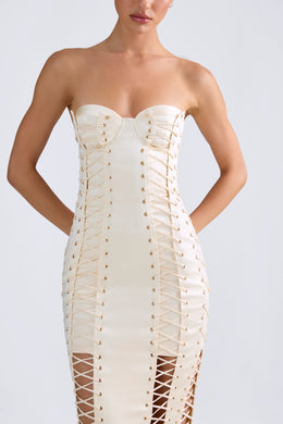 Lace-Up Corset Gown in Ivory