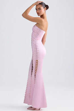 Lace-Up Corset Gown in Light Pink