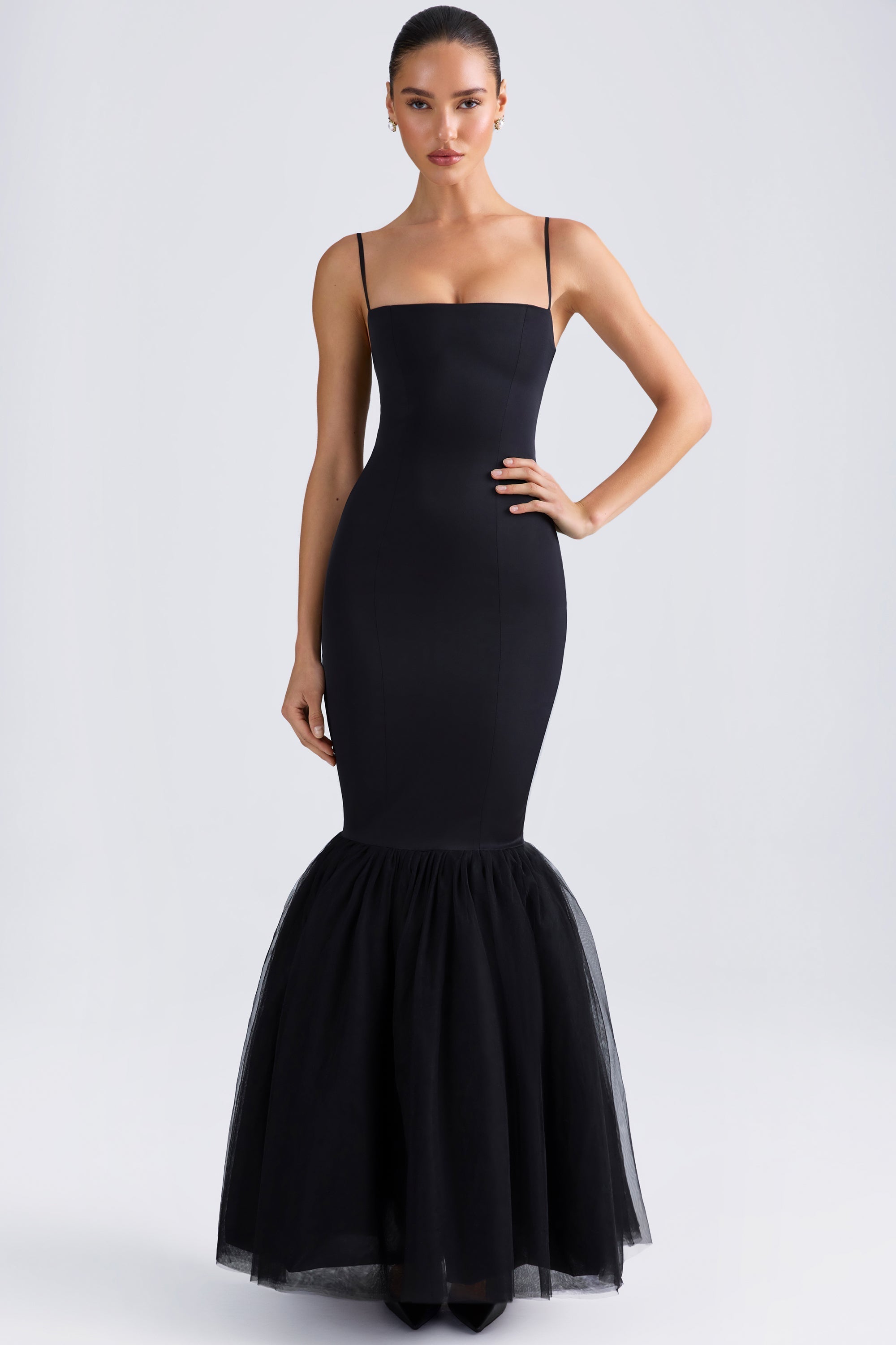 Black fishtail bridesmaid dresses best sale