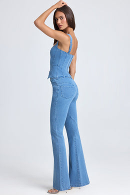 Tall Mid-Rise Flared Jeans in Mid Blue Stonewash