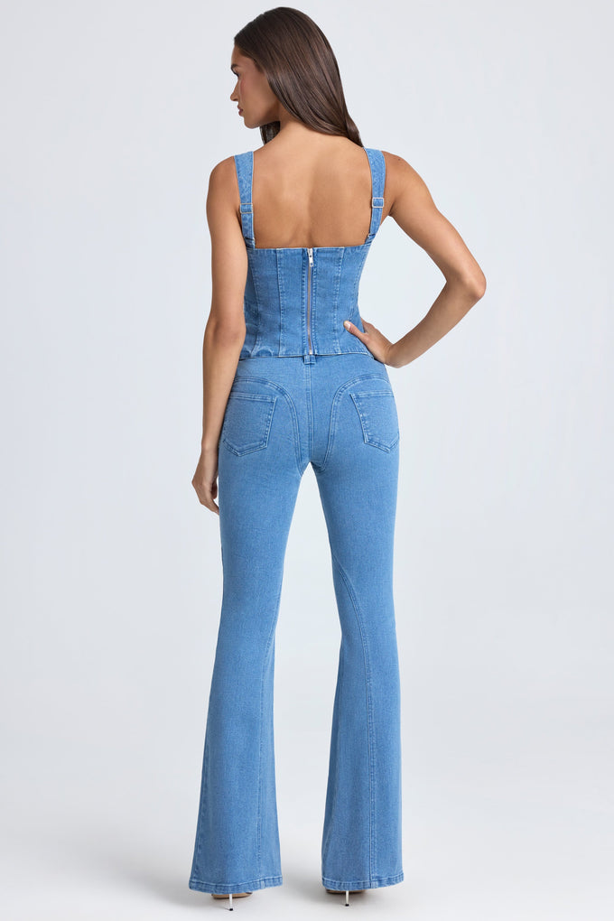 Tall Mid-Rise Flared Jeans in Mid Blue Stonewash