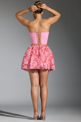 Floral-Appliqué Mini Skirt in Pink