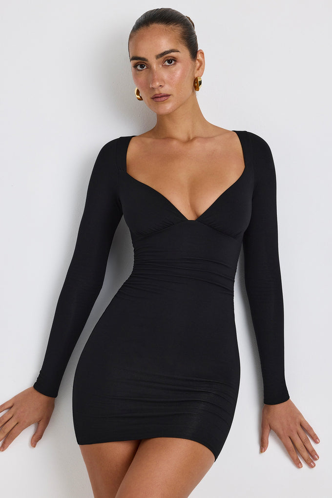 European Style Sexy Women Tight Black Cut Out Dress Cross Straps V Neckline Dress  Long Sleeve Bodycon Dress From Hlq1026, $7.24