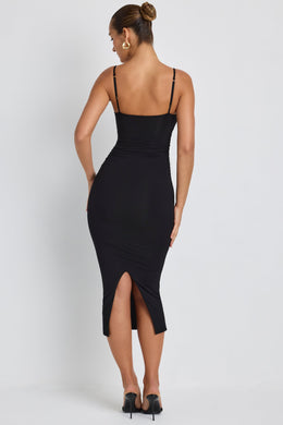 Modal Ruched Layered Midaxi Dress in Black