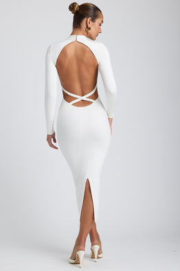 Modal Cross-Back Midaxi Dress in White