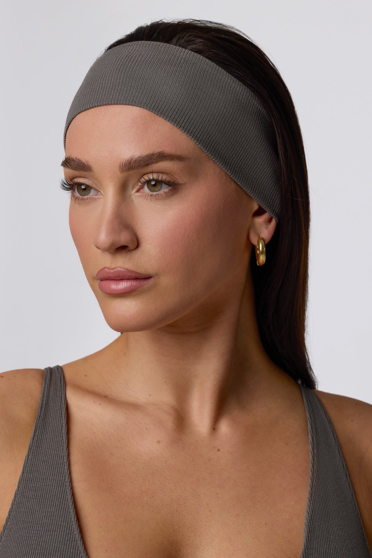 Ribbed Modal Headband in Grey