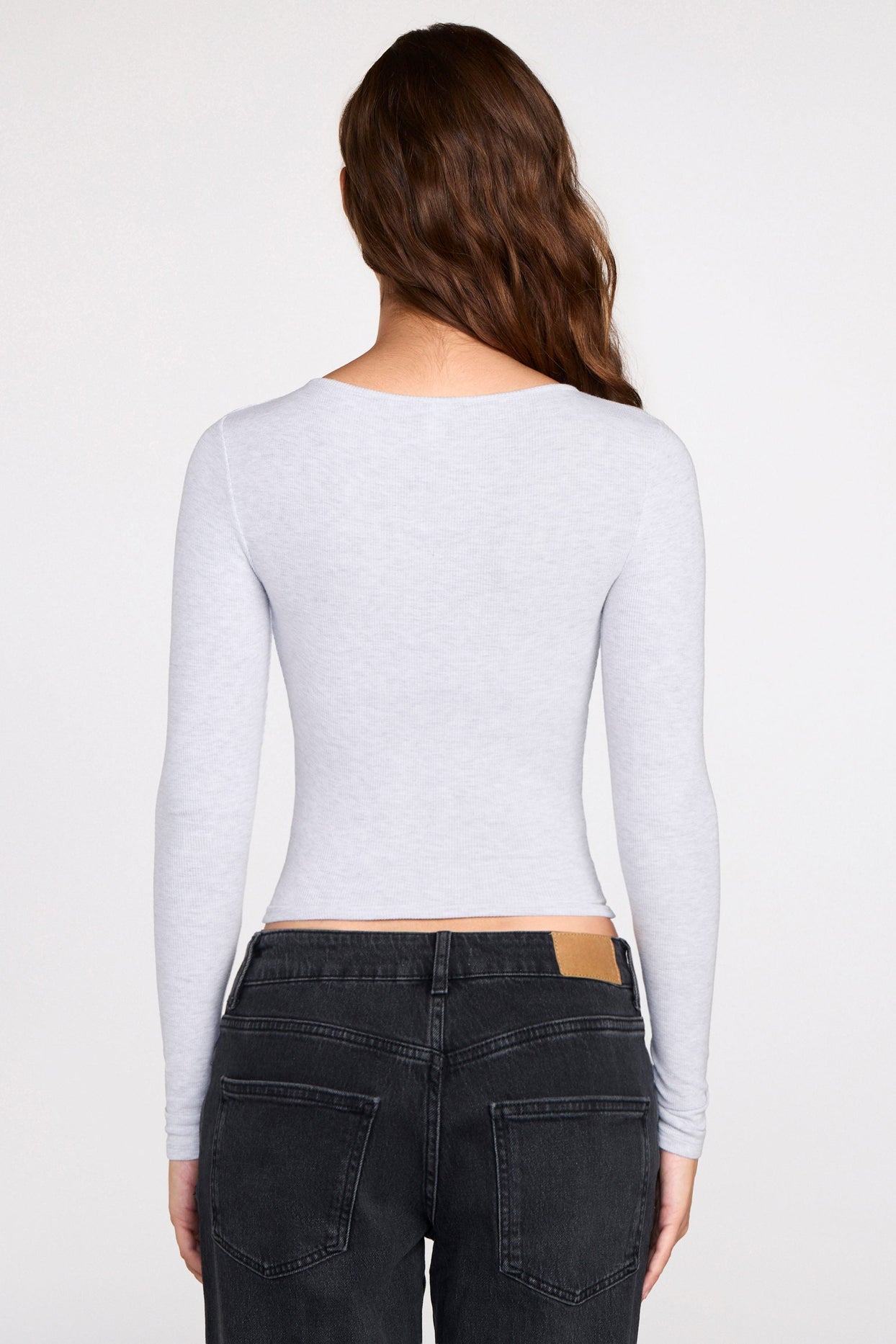 Modal Ruched Long-Sleeve Top in Grey