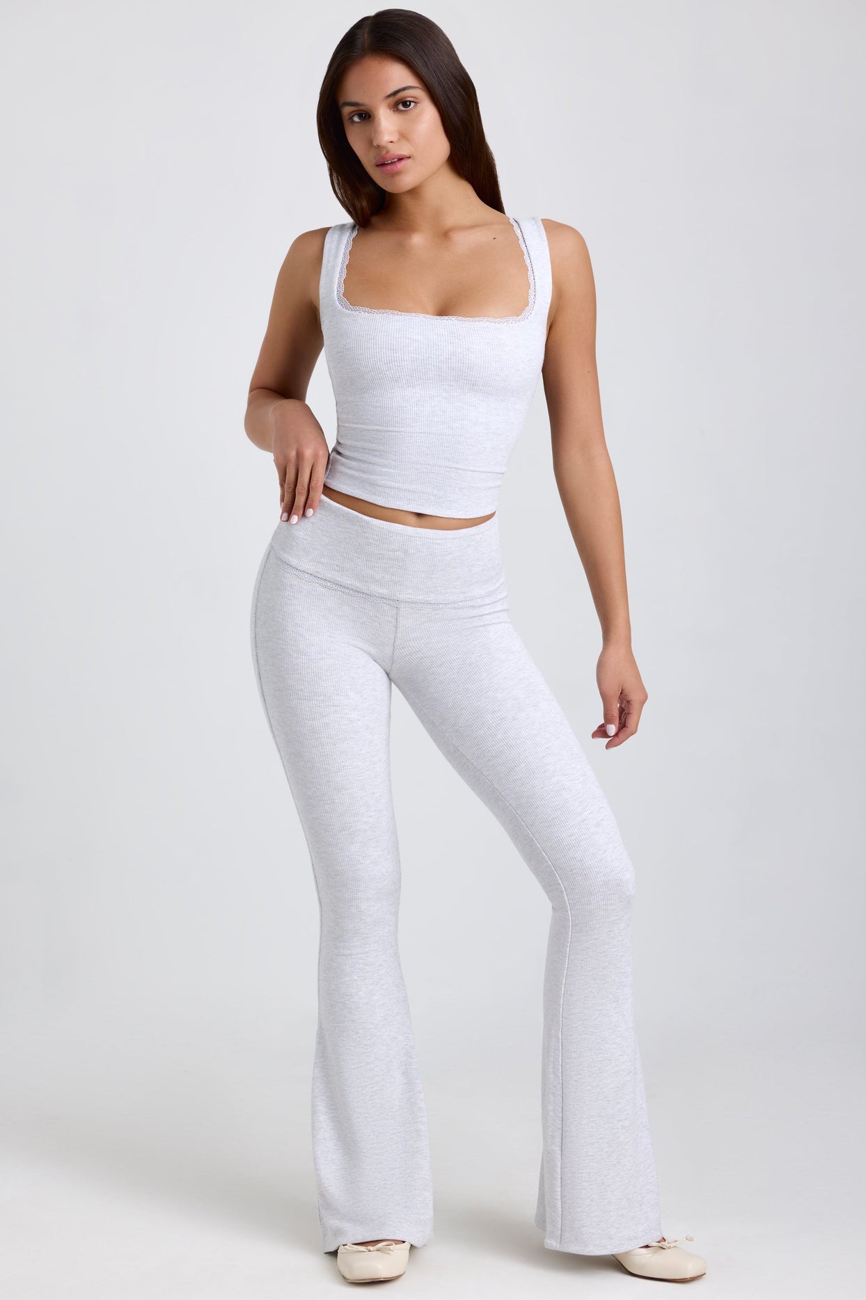 Yoga Mid-Rise Foldover Flare Leggings