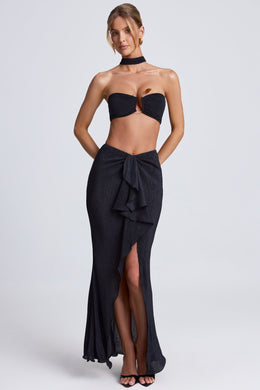 Ruffle-Trim Maxi Skirt in Black