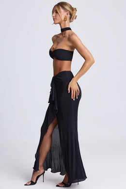 Ruffle-Trim Maxi Skirt in Black