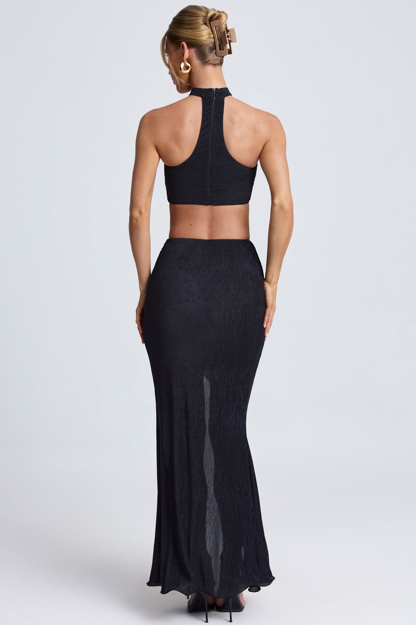 Ruffle-Trim Maxi Skirt in Black - 2