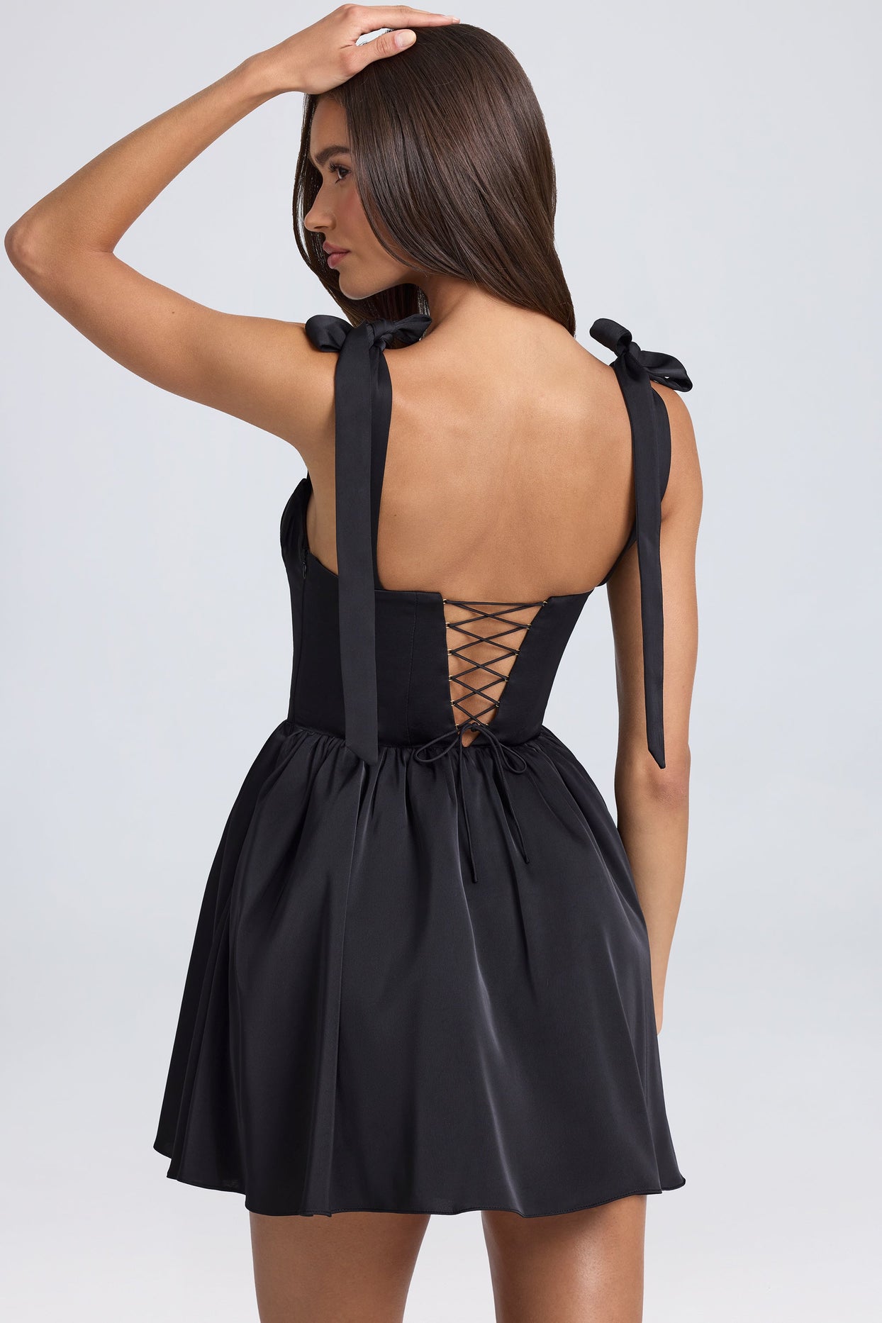 Draped Corset Mini Dress in Black Draped Corset Mini Dress in Black