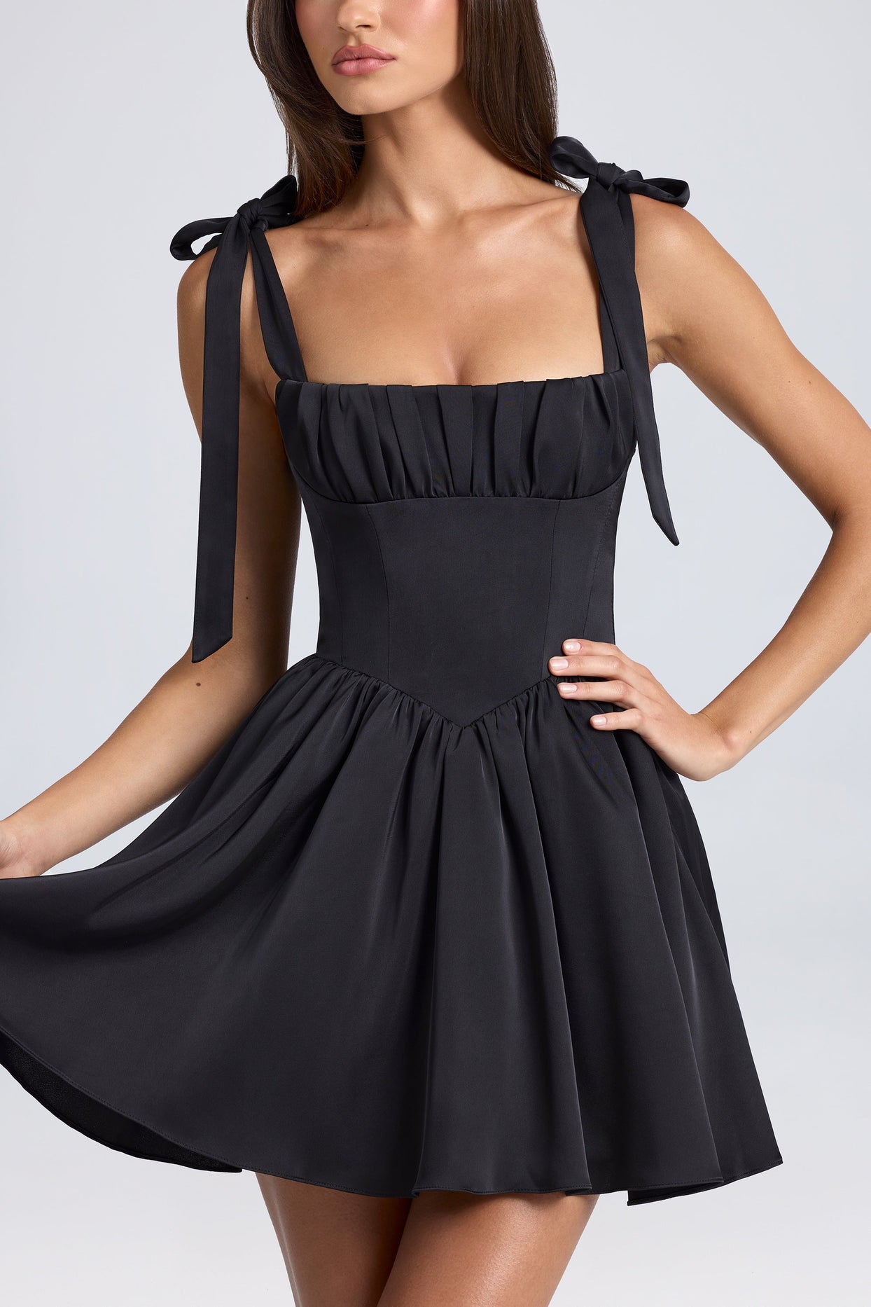 Draped Corset Mini Dress in Black Draped Corset Mini Dress in Black