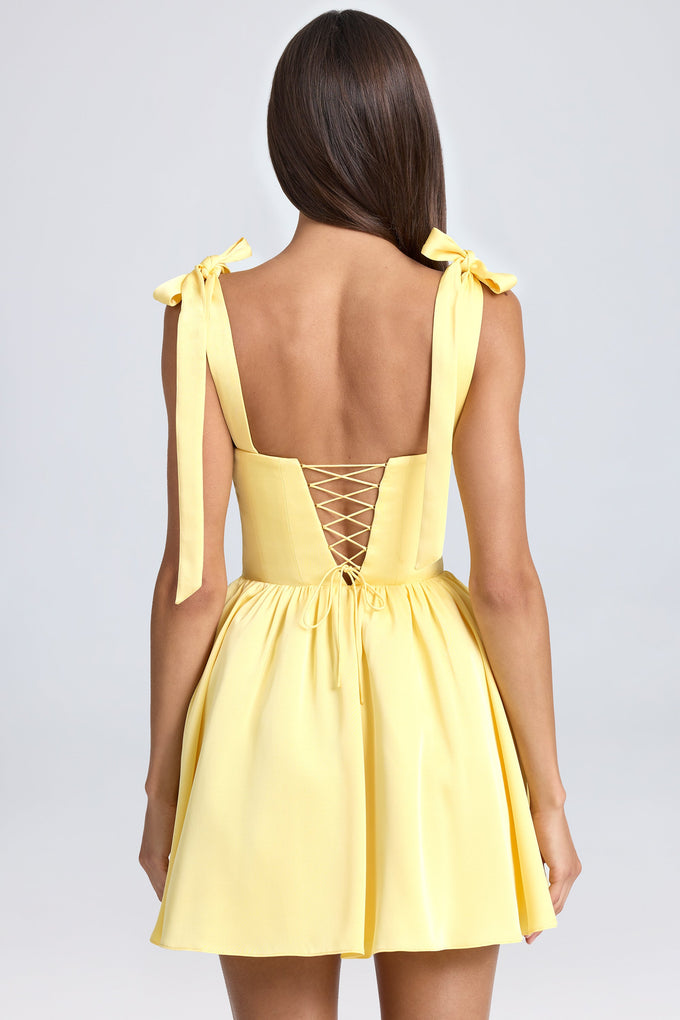 Draped Corset Mini Dress in Lemon Sherbet