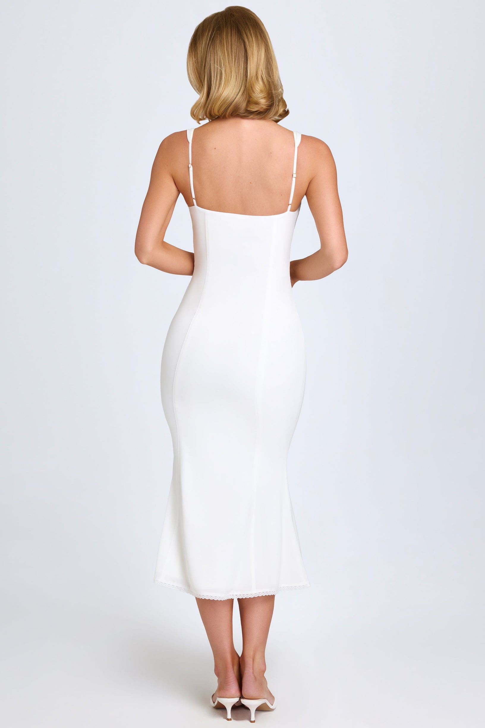 Lace-Trim Midaxi Dress in White - 2