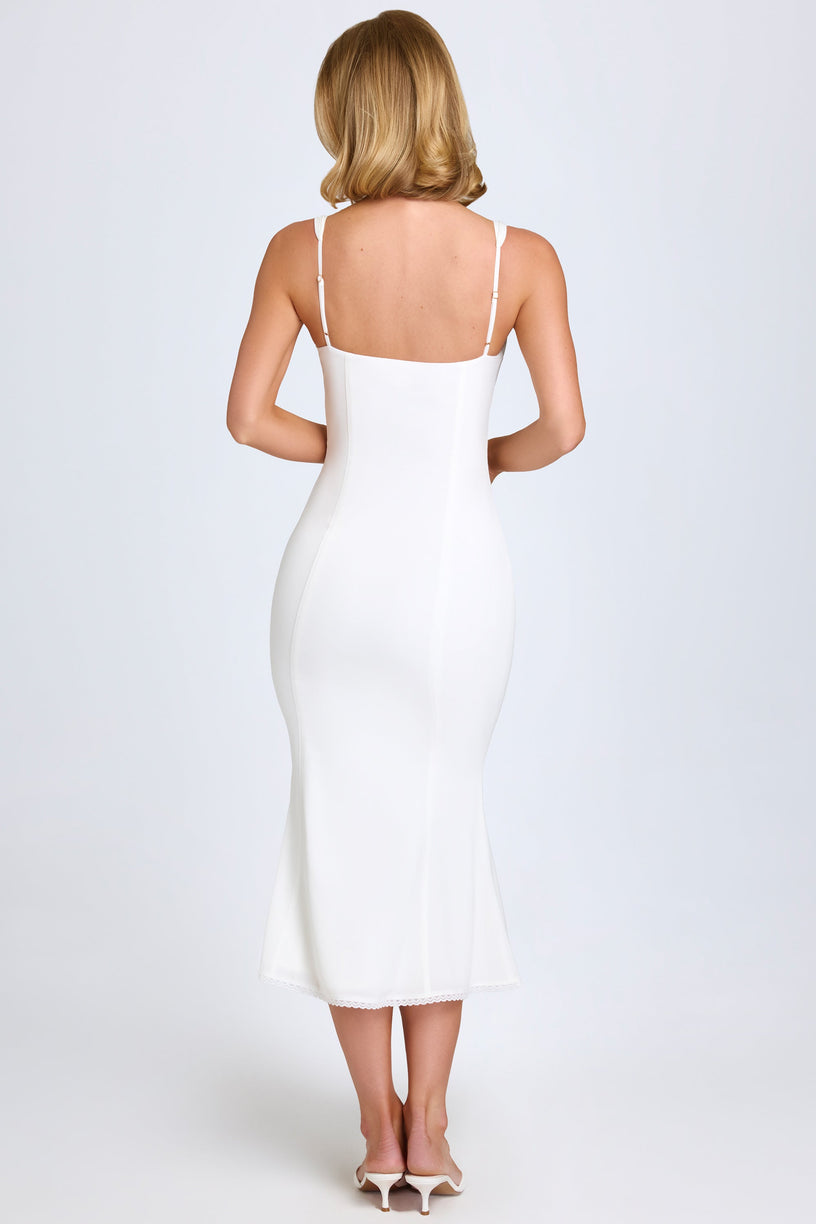 Lace-Trim Midaxi Dress in White - 2