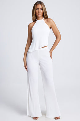 Petite High-Waist Wide-Leg Trousers in White