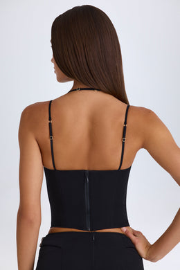 Halterneck Corset Top in Black