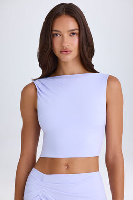 Draped Open-Back Tank Top in Soft Lilac