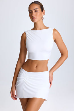 Draped A-Line Mini Skirt in White