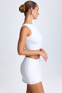 Draped A-Line Mini Skirt in White