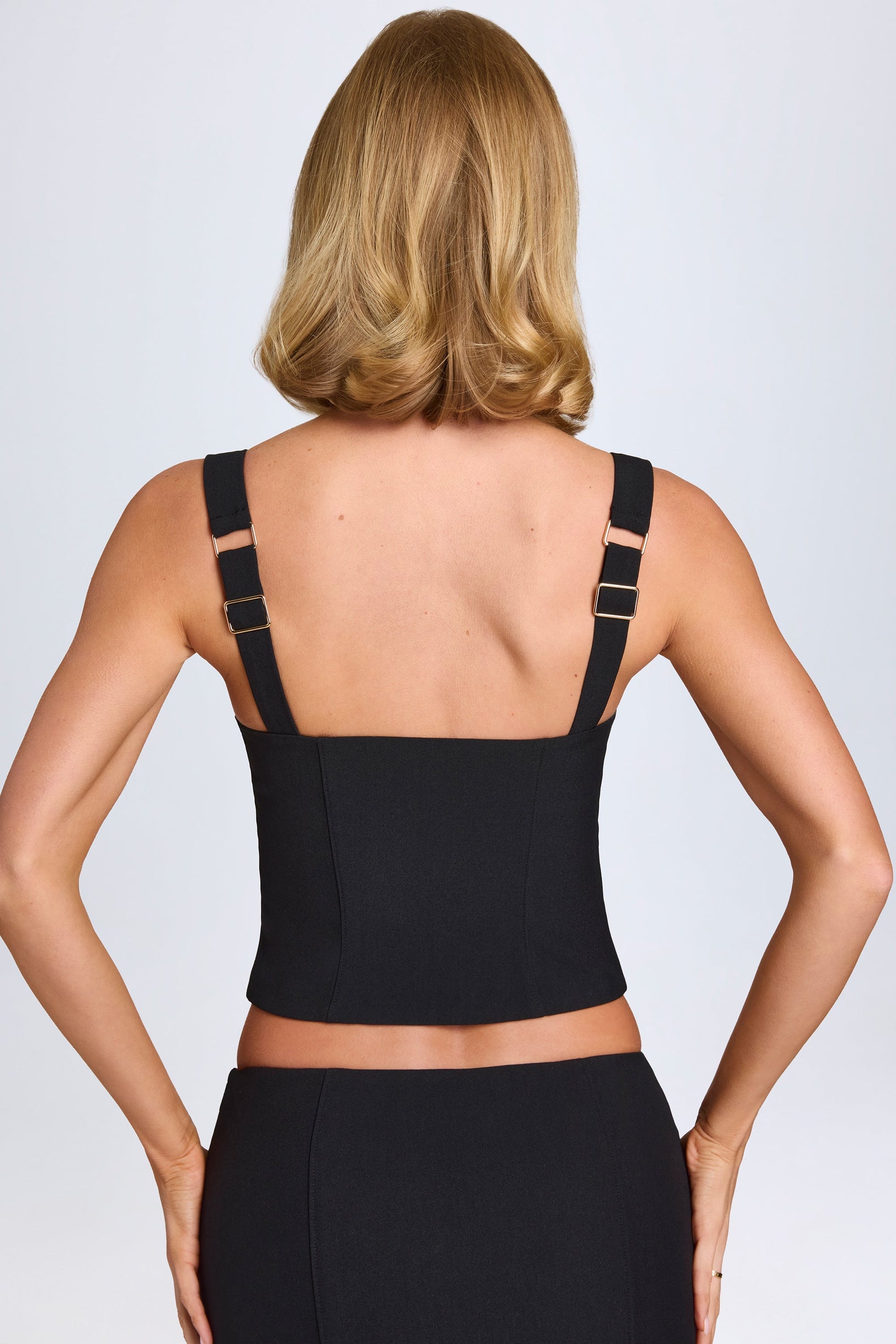 Hook-And-Eye Corset Top in Black - 2