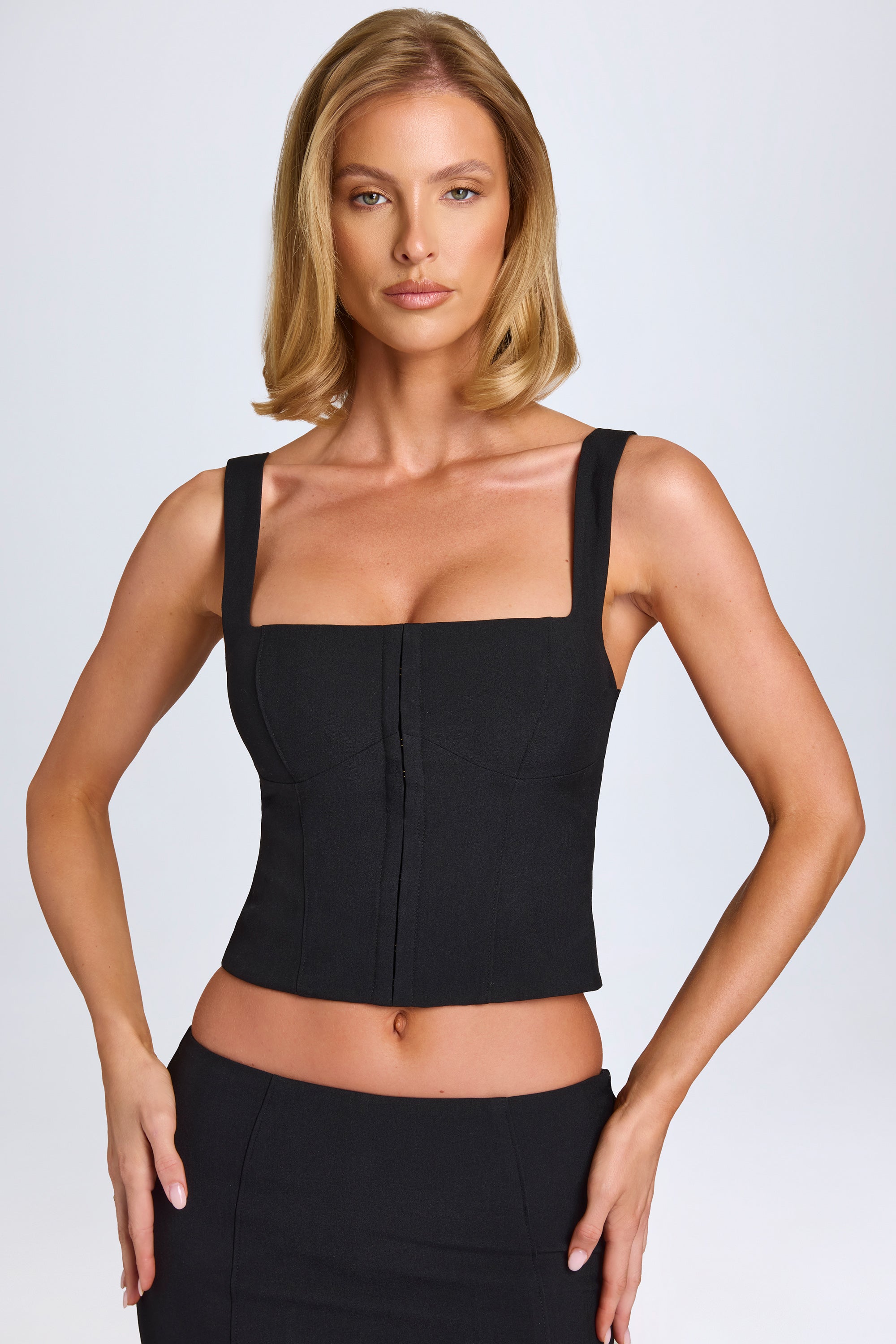 Hook-And-Eye Corset Top in Black