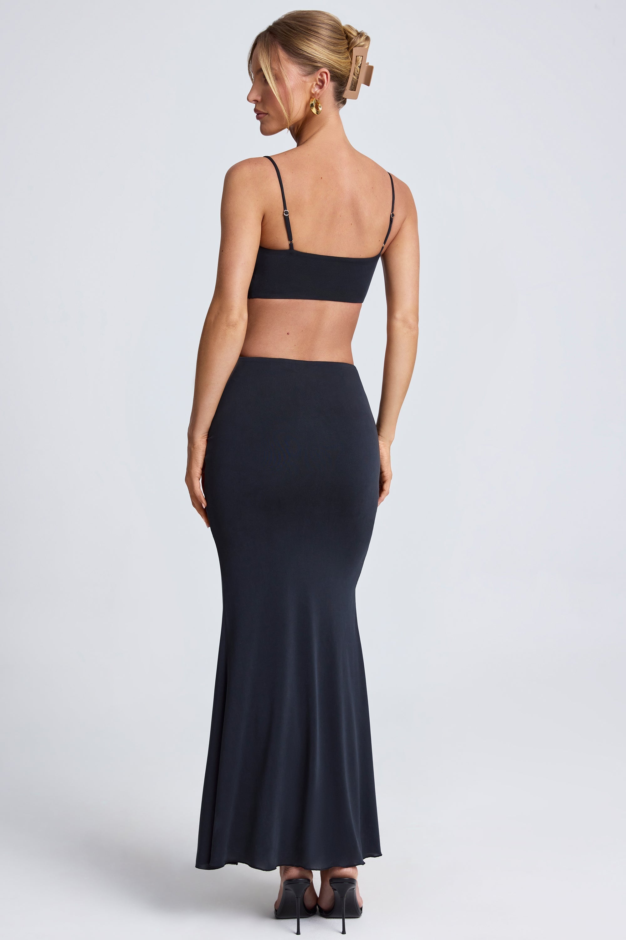 Julitta Hardware Detail Cut Out Maxi Dress in Black Oh Polly