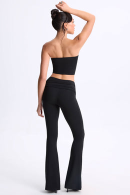 Tall Twist-Front Flared Trousers in Black