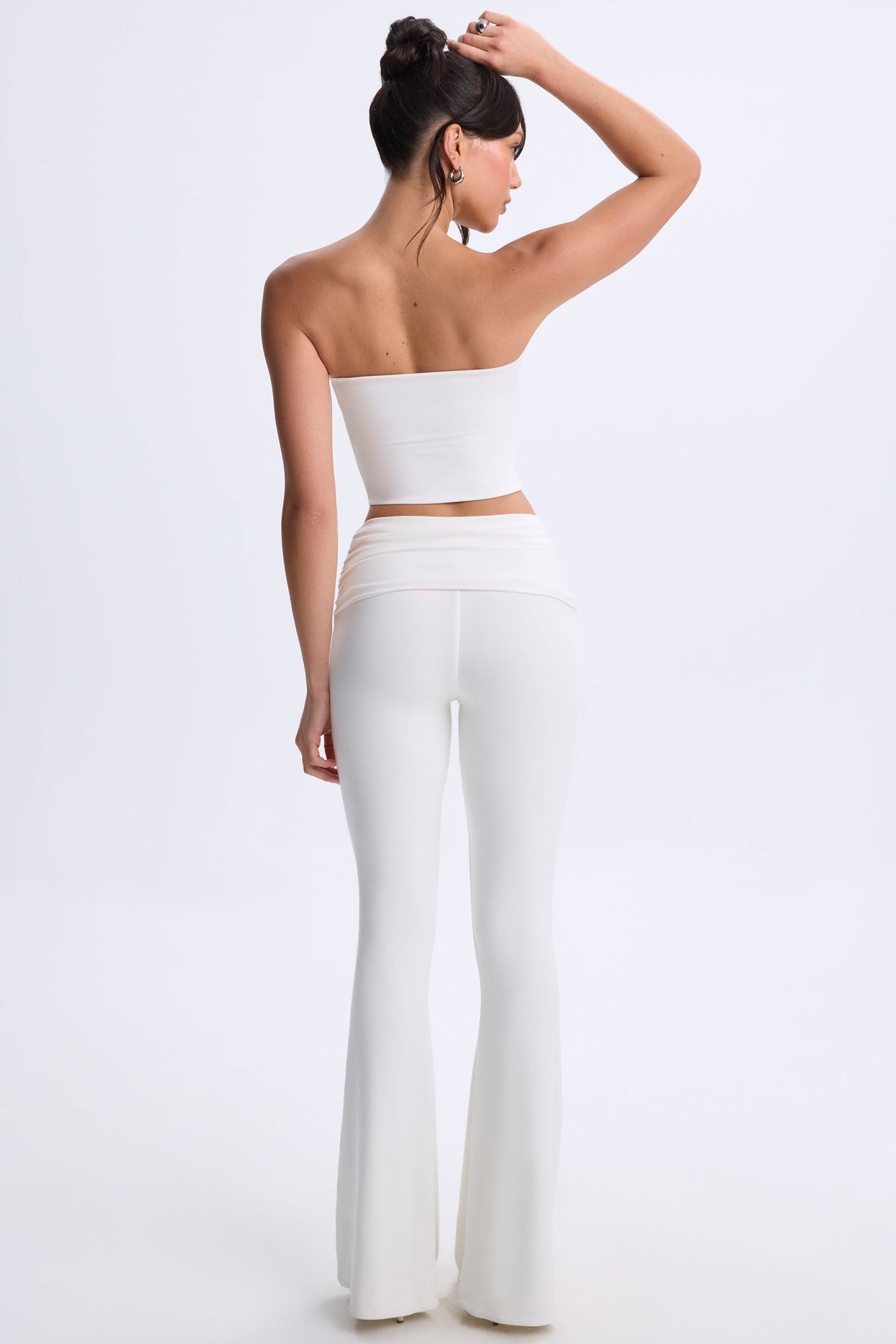 Tall Twist-Front Flared Trousers in White