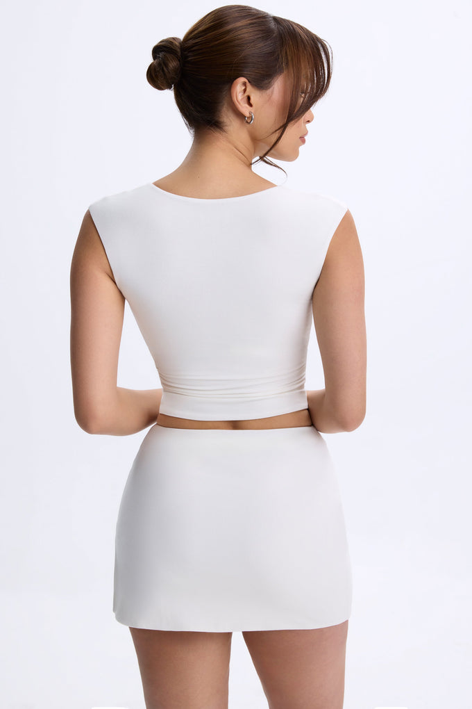 Mid-Rise Micro Mini Skirt in White