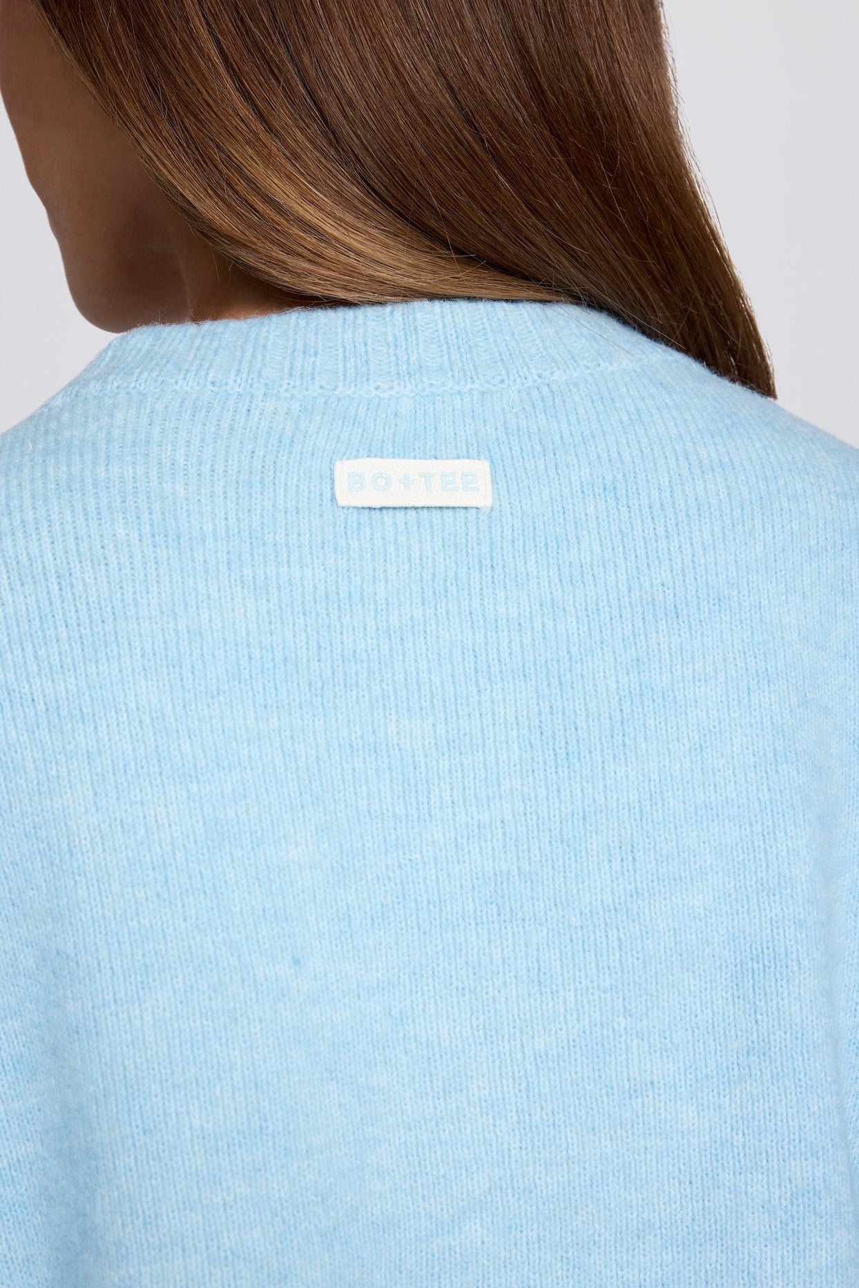 Knit Cropped Cardigan in Powder Blue