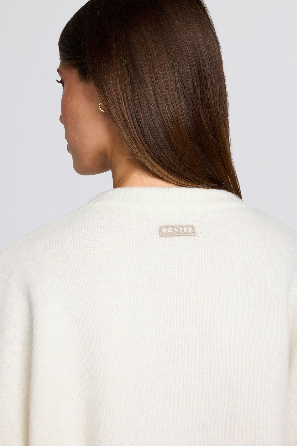 Knit Cropped Cardigan in Ivory