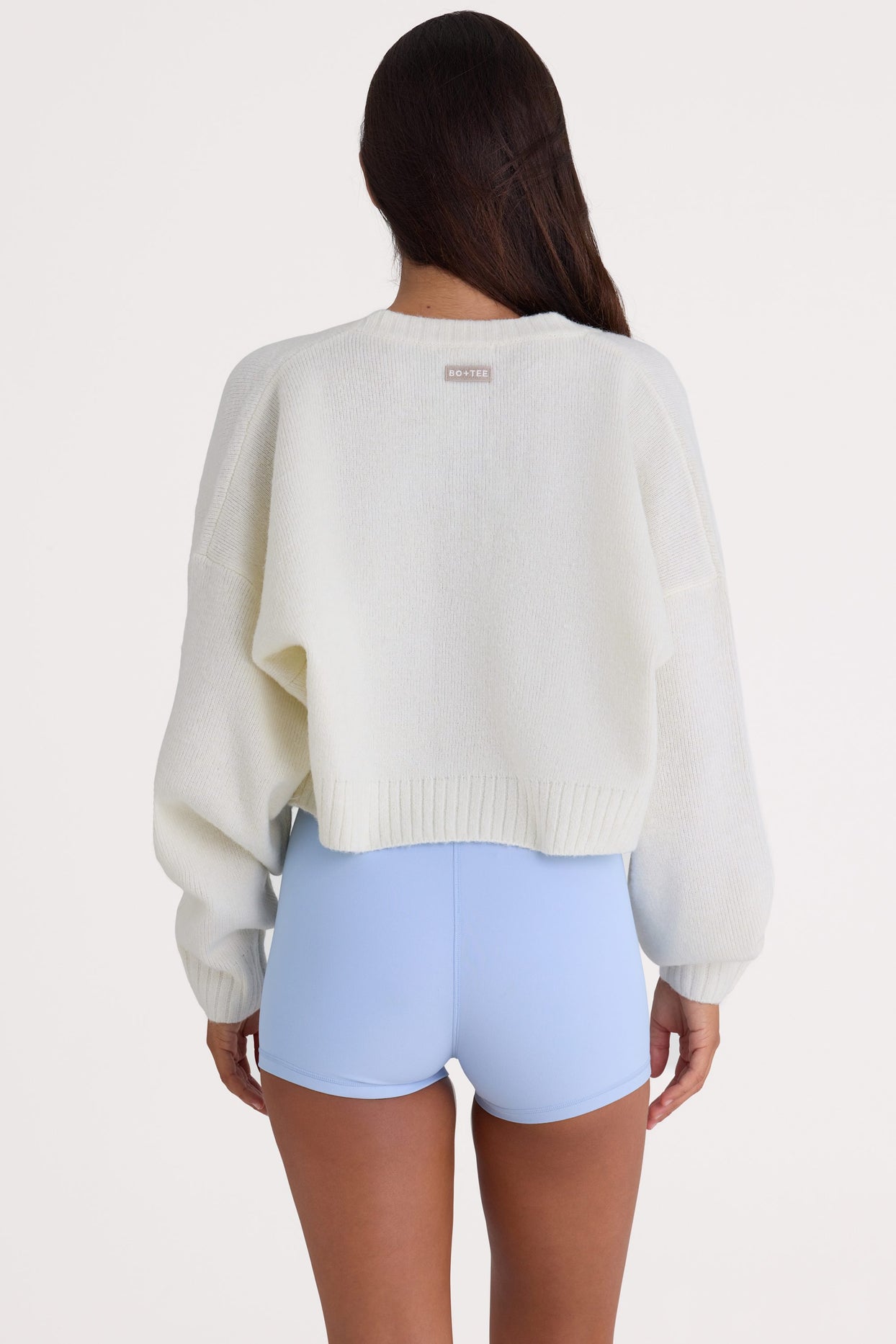 Knit Cropped Cardigan in Ivory - 3
