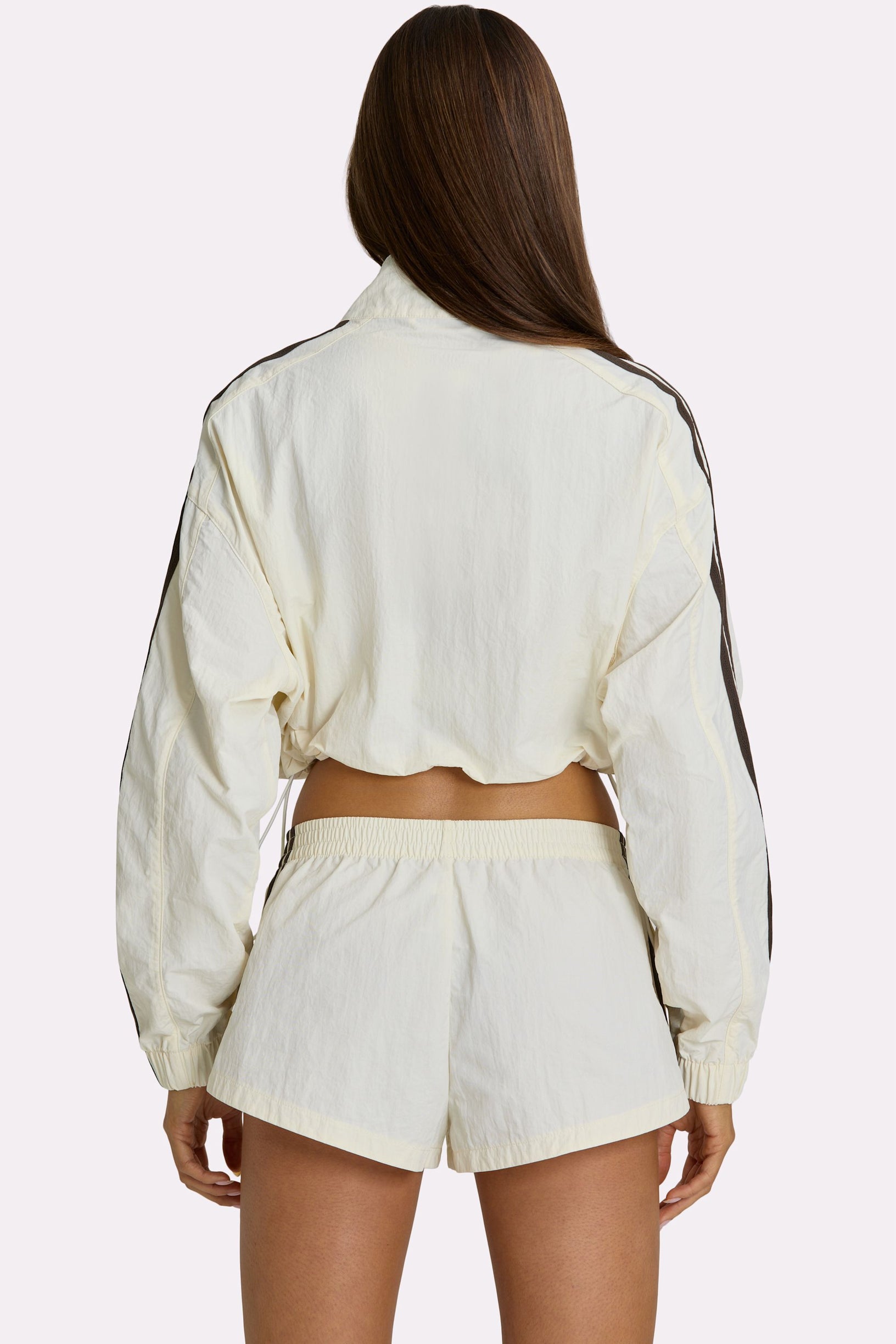 Woven Zip-Up Track Jacket in Coconut - 2